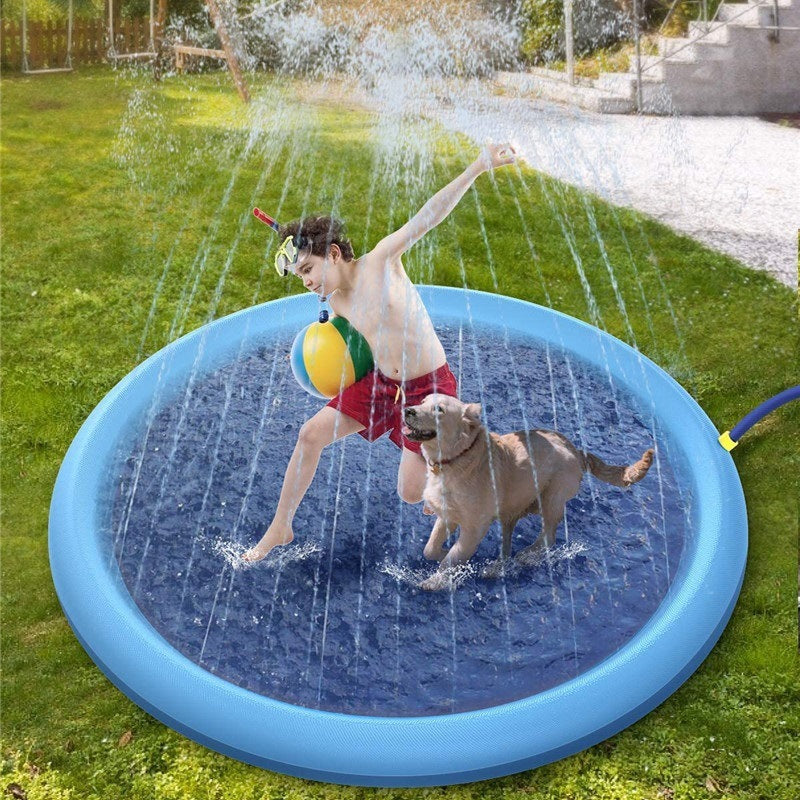 Non-Slip Splash Pad For Kids And Pet Dog Pool Summer Outdoor Water Toys Fun Backyard Fountain Play Mat