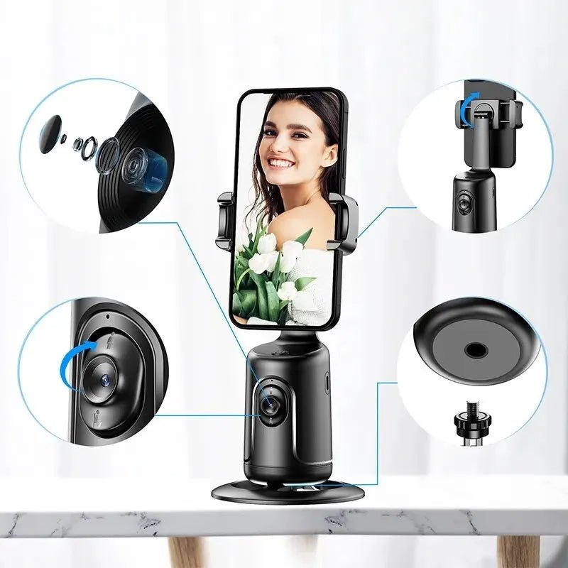 360 Auto Face Tracking Gimbal AI Smart Gimbal Face Tracking Auto Phone Holder For Smartphone Video Vlog Live Stabilizer Tripod - Little Commodities