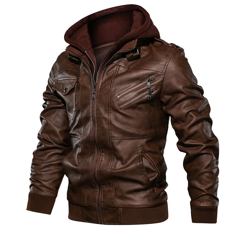 New Men Leather Jackets Autumn Casual Motorcycle PU Jacket Biker Leather Coats - Little Commodities