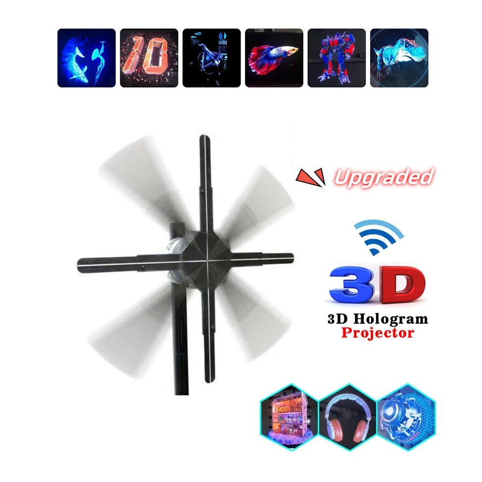 Upgraded Naked Eye 3D Holographic Advertising Machine Fan Screen Support Lmage Video Store Bar Party Advertising Display - Little Commodities