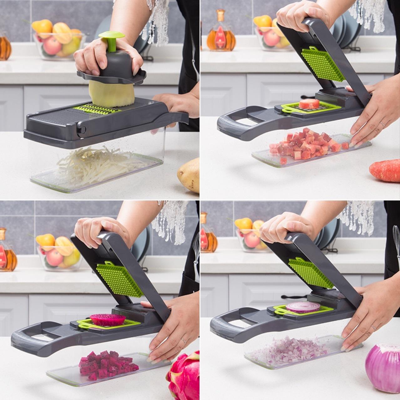12 In 1 Manual Vegetable Chopper Kitchen Gadgets Food Chopper Onion Cutter Vegetable Slicer - Little Commodities